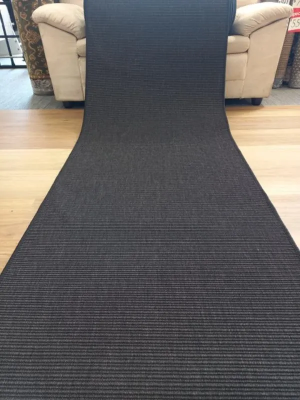 Sisal Look Indoor Outdoor Runner by the Meter Black